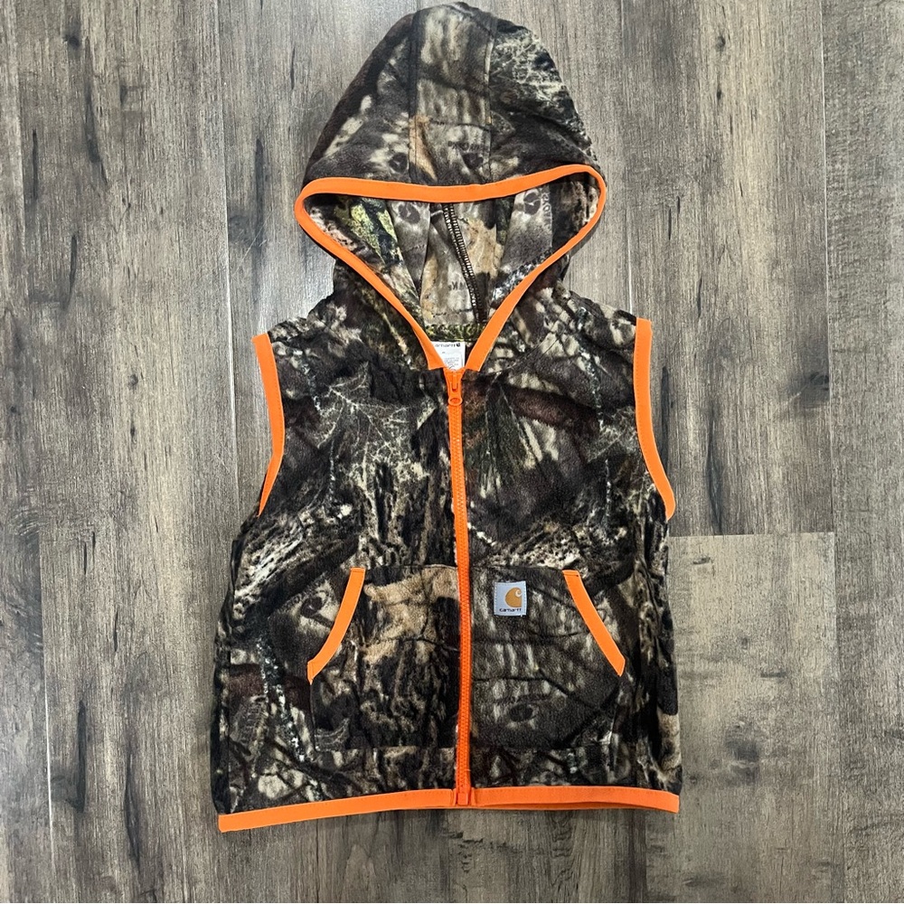 Carhartt Kids Baby Toddler Camo Fleece Hooded Vest 2T